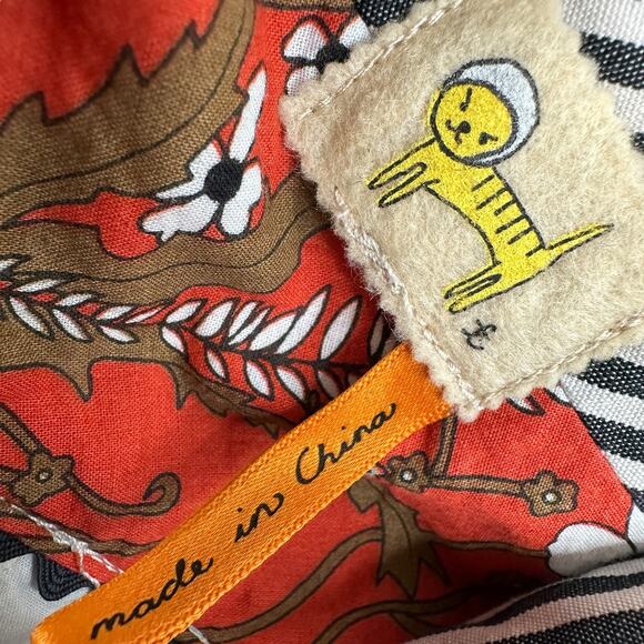 Anthropologie Taikonhu Yellow Cat Mini Pencil Mini Skirt Size 4 Bow Academia - Picture 5 of 6